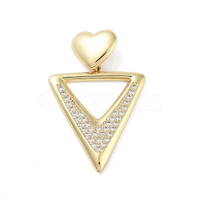 Rack Plating Brass Micro Pave Clear Cubic Zirconia Pendants KK-H474-19G-02-1