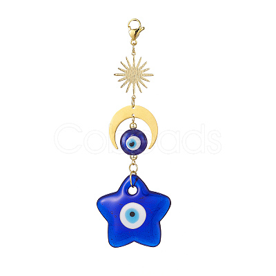 Handmade Evil Eye Lampwork Pendant Decoration Sets HJEW-JM00912-1