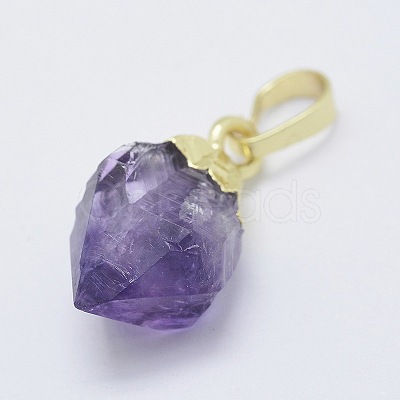 Natural Amethyst Pendants KK-L158-38G-1