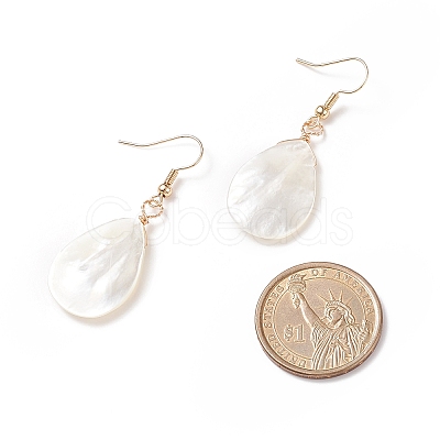 Natural Shell Teardrop Dangle Earrings X-EJEW-JE04953-1