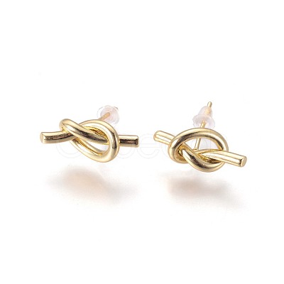 Brass Stud Earrings EJEW-F809-02-1