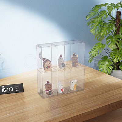 6 Grids Transparent Acrylic Minifigures Display Case with Cover DIY-WH0430-530A-1