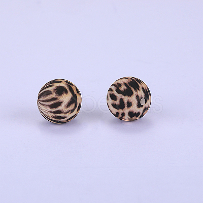 Printed Round Silicone Focal Beads SI-JX0056A-50-1