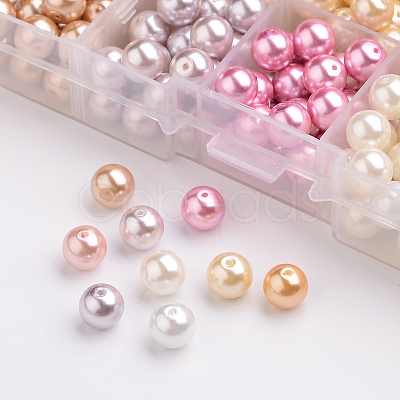 PandaHall Elite 10 Color Eco-Friendly Pearlized Round Glass Pearl Beads HY-PH0004A-8mm-03-1