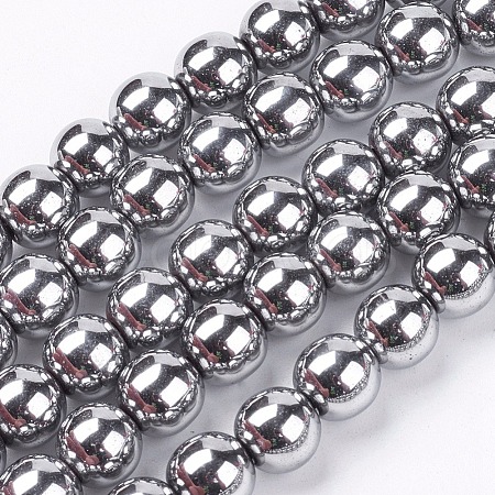 8MM Grade A Round Non-Magnetic Synthetic Hematite Beads Strands X-G-S096-8mm-3-1