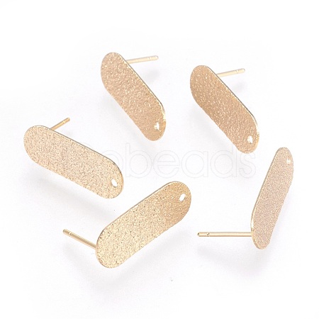 Brass Textured Stud Earring Findings KK-O104-11G-NF-1