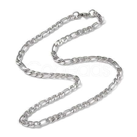 201 Stainless Steel Figaro Chains Necklaces for Men Women NJEW-G112-06A-P-1