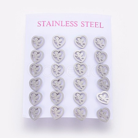 304 Stainless Steel Stud Earrings EJEW-L227-074P-1