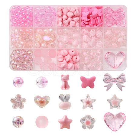 238Pcs 15 Style Transparent & Opaque Acrylic Beads DIY-YW0005-41-1