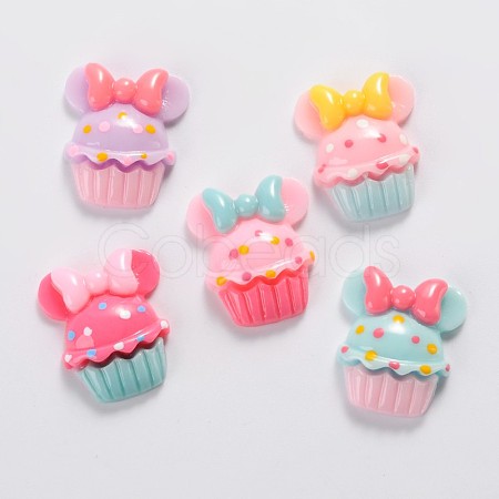 Scrapbook Embellishments Flatback Cute Cupcake with Bows Plastic Resin Cabochons Y-CRES-Q155-M-1