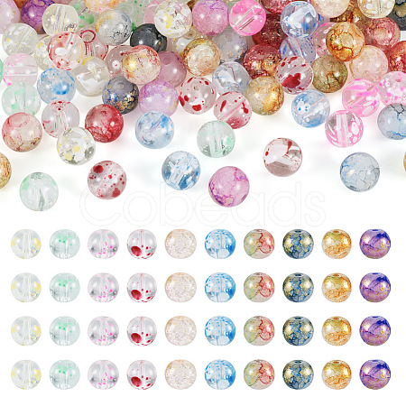  300Pcs 10 Style Baking Painted Transparent & Crackle Glass Beads DGLA-TA0001-03-1