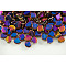 Electroplate Czech Glass Beads, 2-Hole, Fan, Medium Blue, 7.5x7.5mm, about 380 pcs/bag