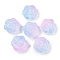 Transparent Spray Paint Glass Beads, Rose, Light Blue, 15x15x8mm, Hole: 1.2mm