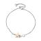 Synthetic Turquoise & Natural Freshwater Pearl Link Anklets, Starfish, 9 inch(22.9cm)