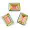 Glass Rhinestone Cabochons, Flat Back & Back Plated, Faceted, Rectangle, Vitrail Rose, 14x10x5.5mm