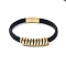 Men's Braided Black PU Leather Cord Bracelets, Spring Shaped 304 Stainless Steel Link Bracelets with Magnetic Clasps, Golden, 8-1/4x1/2 inch(21.1x1.25cm)