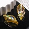 UV Plating Acrylic Beads, Shell Shapes, Gold, 38.2x21.8mm, Hole: 2.4mm