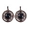 Synthetic Blue Goldstone Pendants, Rack Plating Brass Hollow Flat Round Charms, Cadmium Free & Lead Free, Red Copper, 36.5x33x9.5mm, Hole: 7.5x5mm