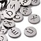 Non-Tarnish 304 Stainless Steel Charms, Flat Round with Letter, Stainless Steel Color, Random Mixed Letters, 10x1mm, Hole: 1mm