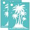 Self-Adhesive Silk Screen Printing Stencil, for Painting on Wood, DIY Decoration T-Shirt Fabric, Turquoise, Coconut Tree Pattern, 280x220mm