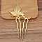 Alloy Hair Comb Findings, Cabochon Settings, Butterfly, Golden, 103x62mm