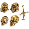 Nbeads 4Pcs 4 Styles Brass European Beads, Large Hole Beads, Skull, Antique Golden, 16~22x15~16.5x14~22mm, Hole: 5.4~9x5.4~11mm & 3.8~13x3.8~13.5mm, 1pc/style