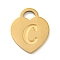 Ion Plating(IP) 304 Stainless Steel Pendants, Laser Cut, Heart with Letter Charm, Golden, Letter C, 15x12x1mm, Hole: 3x3.5mm