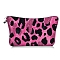 Leopard Print Polyester Cosmetic Zipper Pouches, Waterproof Clutch Bag, Toilet Bag for Women, Deep Pink, 21x18x13.5cm