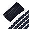 PU Leather with Polyester Ribbon, Clothes Accessories Decoration, Rectangle Pattern, Black, 16x2mm, about 10 yards/card