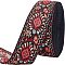 Ethnic Style Embroidery Polycotton Ribbons, Jacquard Ribbon, with Flower Pattern, Garment Accessories, Indian Red, 2 inch(50mm)