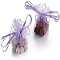 Round Organza Drawstring Bags, Candy Storage Bags, with Sequins, Lilac, 26cm