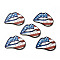 American Flag Theme Single Face Printed Aspen Wood Big Pendants, Lip Charm, Cornflower Blue, 38.5x54.5x2.5mm, Hole: 1.8mm