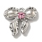 Rack Plating Alloy Pendant, with Rhinestone, Lead Free & Cadmium Free, Bowknot, Platinum, Rose, 13.5x15x4mm, Hole: 1.4mm