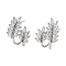 Rack Plating Leaf Brass Stud Earrings, with Clear Cubic Zirconia, Cadmium Free & Lead Free, Long-Lasting Plated, Platinum, 19x15.5mm