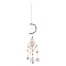 Moon & Fairy Iron AB Color Chandelier Decor Hanging Prism Ornaments, with Faceted Glass Prism & Amethyst, for Home Window Lighting Decoration, Golden, 480mm