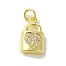 Brass Micro Pave Cubic Zirconia Charms, Real 18K Gold Plated, Lock Charms, Clear, 14x8x3.5mm, Hole: 3mm