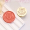 Golden Tone Round Wax Seal Brass Stamp Heads, for Wax Seal Stamp, Flower with Letter Pattern, Letter W, 20x14mm, Inner Diameter: 7mm