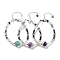 Natural Fluorite Round & Synthetic Non-magnetic Hematite & White Shell Beaded Bracelets for Women, 7-1/4 inch(18.5cm)