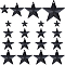 Gorgecraft 32Pcs 4 Style Iron Pendants, Star Charm, Black, 23.5~60x25~61.5x3~5.5mm, Hole: 1mm, 8pcs/style