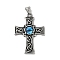 304 Stainless Steel Big Pendants, with Resin Eye. Cross Charm, Antique Silver, Deep Sky Blue, 56.5x38x5.5mm, Hole: 8.5x3mm