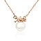 Sweet and Lovely S925 Silver Freshwater Pearl Pendant Necklaces, Bowknot Collar for Women, White