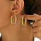 Elegant Stainless Steel Rhinestone Circle Hoop Earrings for Women, Simple and Luxurious, Golden, 36x34mm