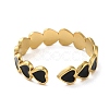 Real 18K Gold Plated 304 Stainless Steel Enamel Cuff Rings RJEW-M171-14G-02-3