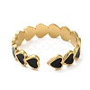 Real 18K Gold Plated 304 Stainless Steel Enamel Cuff Rings RJEW-M171-14G-02-3