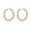 Natural Pearl Beads Brass Hoop Earrings EJEW-JE04565-03-2