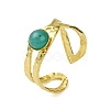 Ion Plating(IP) Round Natural Amazonite Finger Rings RJEW-H233-01G-02-2