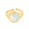 Round with Yin-yang Brass Enamel Open Cuff Rings for Women RJEW-U009-11D-G-2