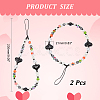 ARRICRAFT 2Pcs Colorful Beads Plastic Pearl Heart Beaded Chain Moblie Straps AJEW-AR0001-61-2