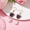 Butterfly Transparent Glass with Natural White Jade Dangle Earrings EJEW-JE05804-01-2