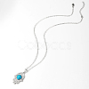 Hamsa Hand Brass Pendant Necklaces with Synthetic Turquoise UG2706-1-3